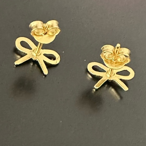COPY - 14k Gold Dainty Bowtie Stud Earrings - Picture 5 of 8